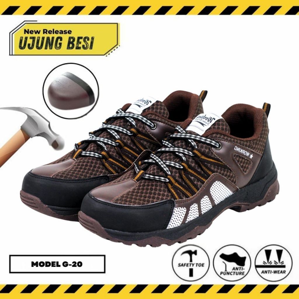 Sepatu Hiking Pria Wanita Sepatu Gunung Pendaki Safety Waterproof Outdoor Original Ujung Besi