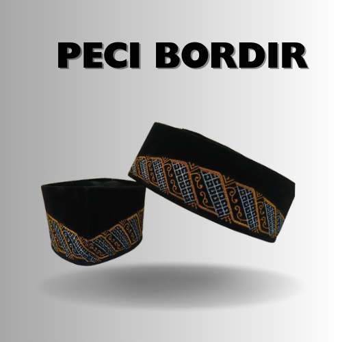 peci bordir/peci kopiah hitam/songkok hitam bordir motif baru