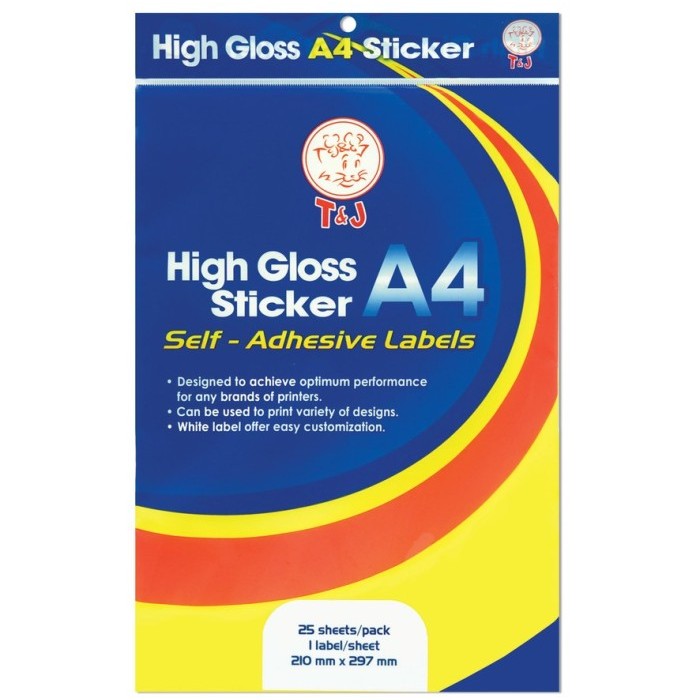 

LABEL TJ HIGH GLOSS A4 (25 SHEETS)