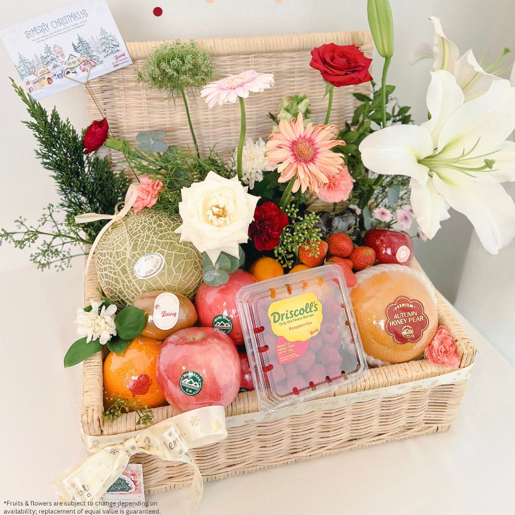 

BLOOMBERRY Artisan's Haven - Premium Fruits Flowers Christmas Hampers / Parcel Buah Natal Bouquet Buket Bunga Gift Basket