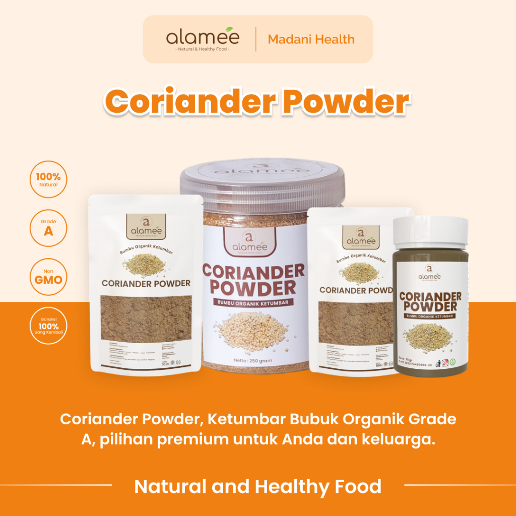 

ALAMEE Ketumbar Bubuk Organik Bumbu Dapur Instan Coriander Powder Murni Asli Tanpa Campuran 250gr