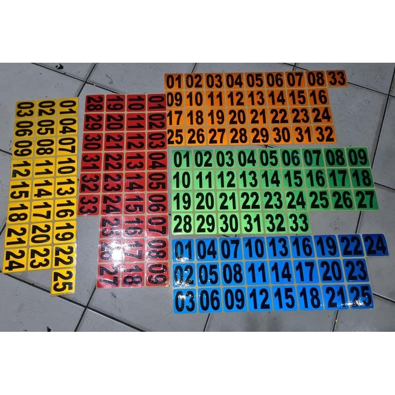 

sticker angka nomor cutting ukuran 6cmx6cm