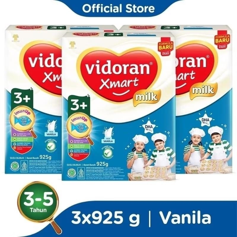 

( 3BOX) vidoran Xmart 3+ Madu Vanilla 925gr Susu Formula Pertumbuhan Anak 3-5 Tahun - 3 box - Exp : 2026