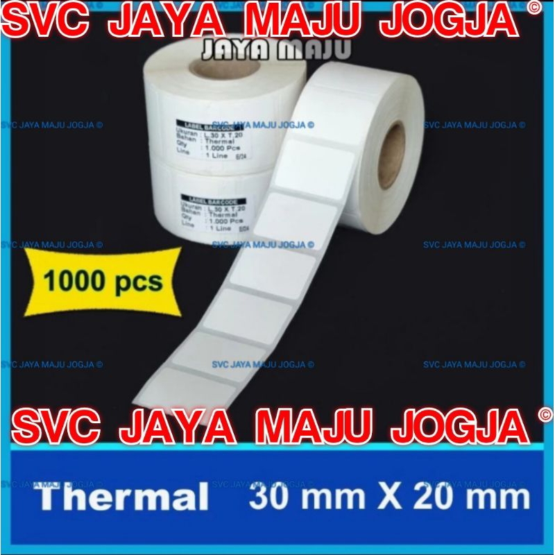 

STIKER LABEL THERMAL UKURAN 30x20mm - 30 x 20 mm isi 1000 PCS || 30 X 20 THERMAL TOP COAT - 1 LINE - FACE OUT - ISI 1.000 PCS || CORE 1" || LABEL BARCODE TANPA RIBBON DIRECT THERMAL || 30X20 3X2 CM PABRIK KONVEKSI GARMEN PAKAIAN