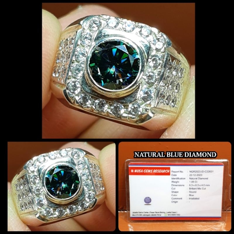 NATURAL BATU BERLIAN BIRU SUPER EROPA VVS1 + MEMO LAB