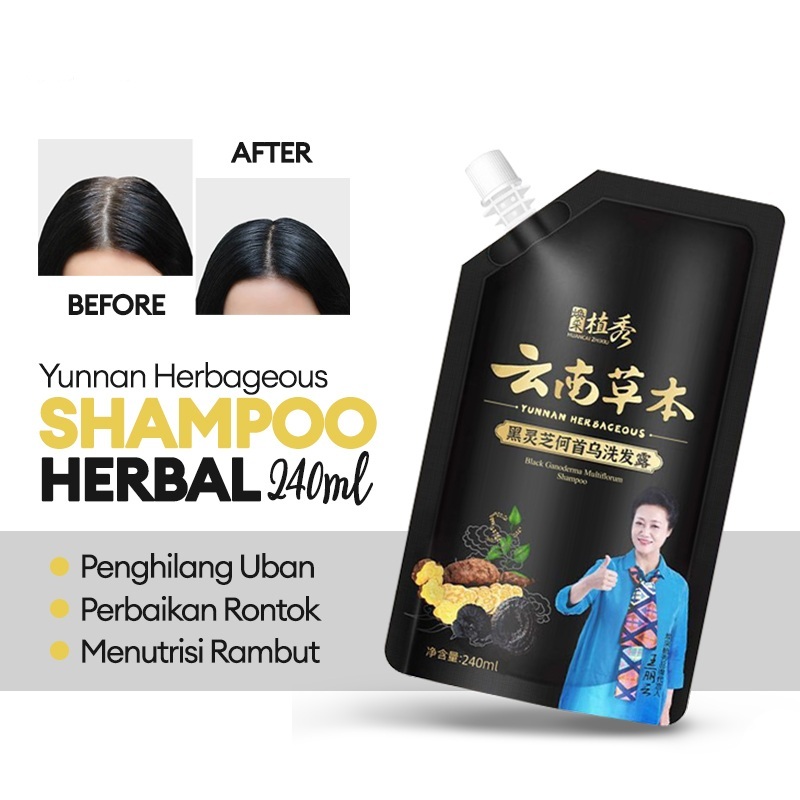 Yunnan Black Hair Shampoo Penghilang Uban Penghitam Rambut / Sampo Semir Rambut / Sampo Pewarna Ramb
