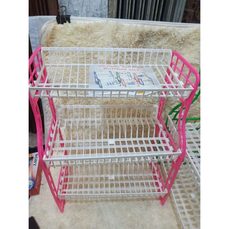 Rak Piring NagataPlastik Susun 3 / Rak Piring Anti Karat