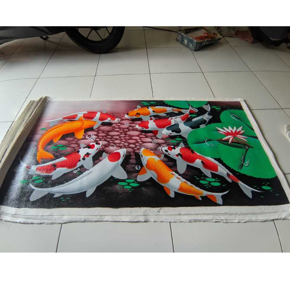 lukisan ikan koi ukuran 135x85