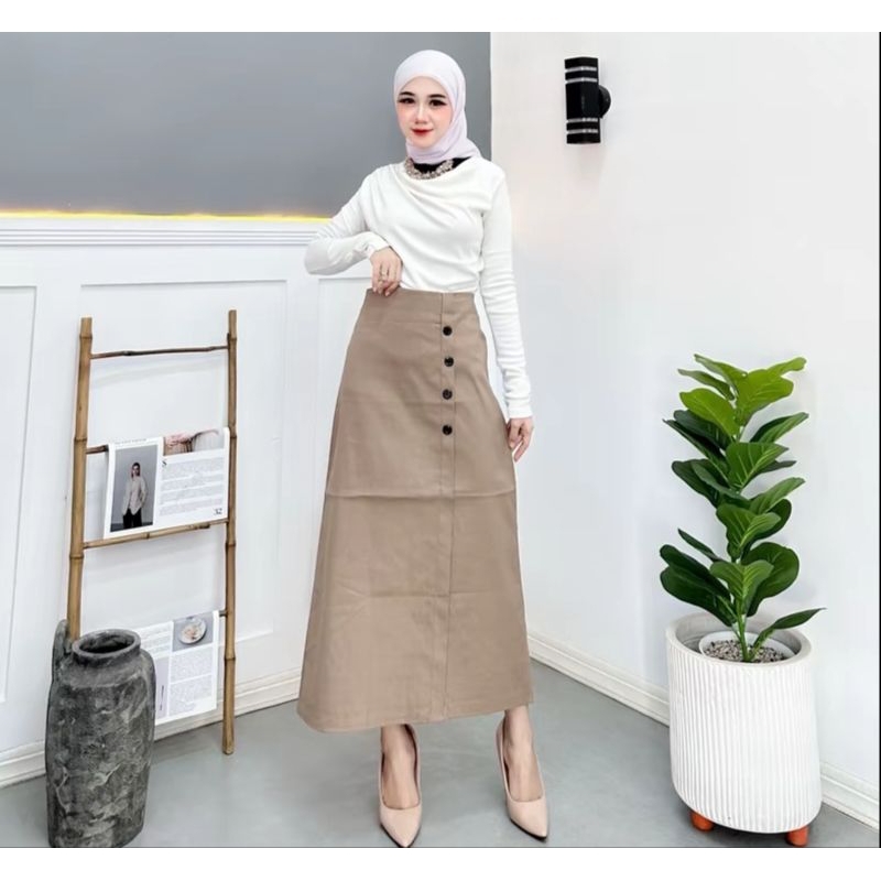 ROK SPAN LALISA / ROK SPAN WANITA KEKINIAN / ROK STYLE VIRAL / ROK KOREAN TWILL COMBAD