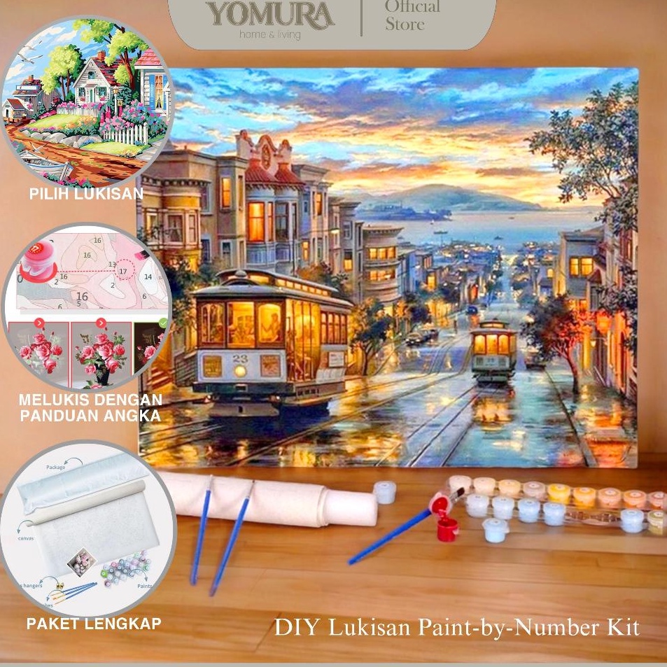 

Flash Deals YOMURA Kit Lukisan Kanvas Paint By Number 5x4 cm 3x3 cm Jumbo Lukis Dengan Angka Canvas Set Kegiatan Edukasi Anak Dewasa Dekorasi Tembok DIY