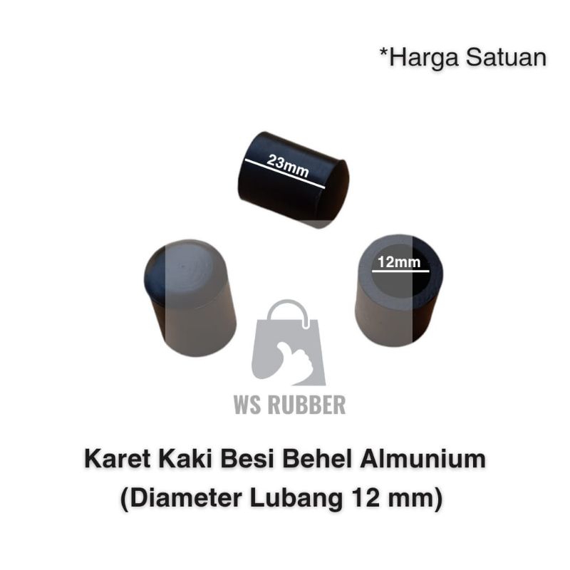 Karet Kaki Besi Behel Almunium Diameter Lubang 12mm Karet Kaki Meja Karet Kaki Kursi Karet Kaki Rak 