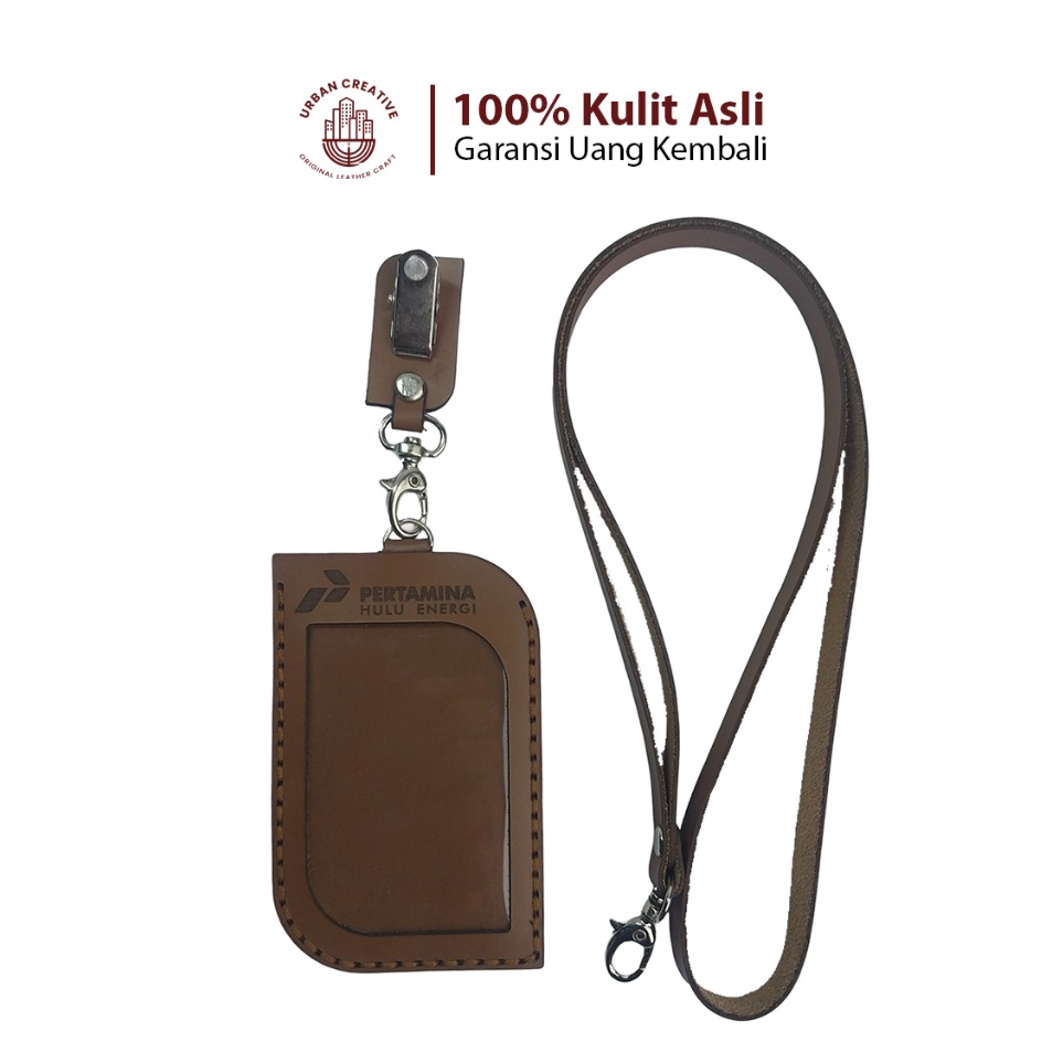 

Paket Baru URBAN CREATIVE Gantungan Nametag Tempat ID Card Holder Kulit Lanyard Custom Free Desain Grafir