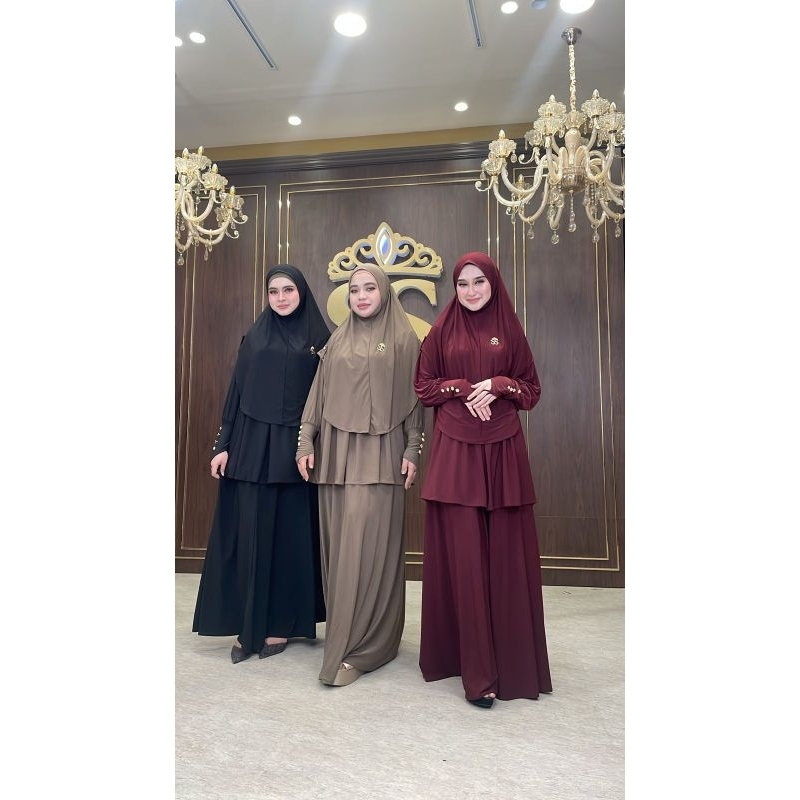 Shellasaukia baju oneset rok set hijab bergo Jersey premium
