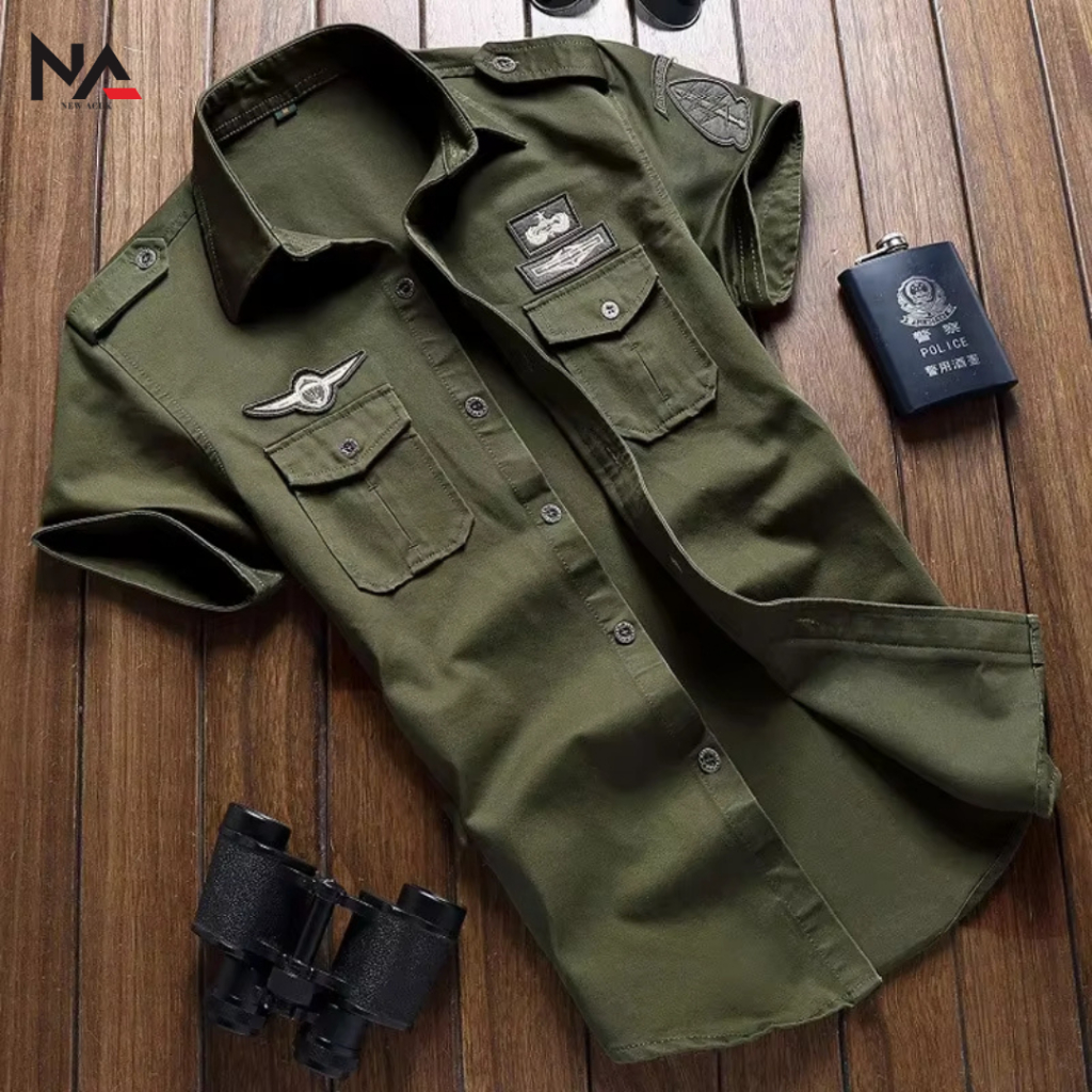 Kemeja Pria Tactical Bordir / Kemeja Tactical Pria / Kemeja Tactical Lengan Pendek / Kemeja / Kemeja