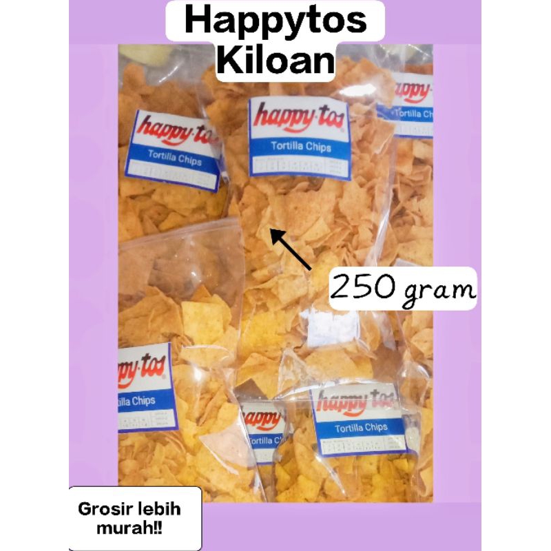 Camilan Snack Happytos Tortilla Chips Kiloan 250gram.