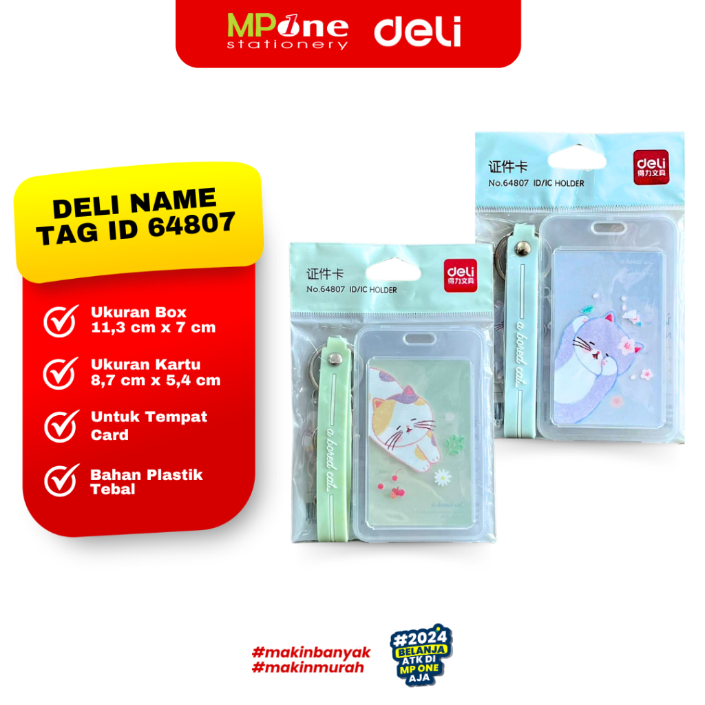 

(1 SHEET) Deli Name Tag Id Card 64807/ Lanyard Set Kartu Warna Biru/Hijau / Wadah Name Tag Card Gantungan Plastik DELI