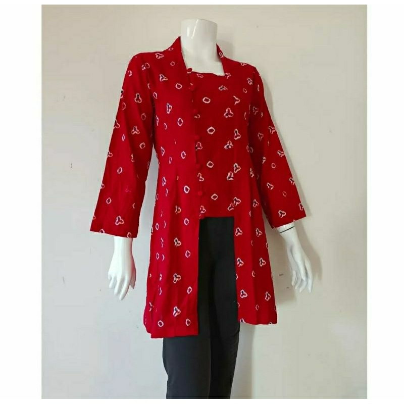 (BLOUSE HAPSARI) Baju batik atasan wanita jumputan asli solo model kutubaru
