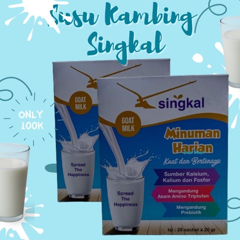 

Singkal,Susu kambing murni paket 1 box isi 20 sachet x 20gr