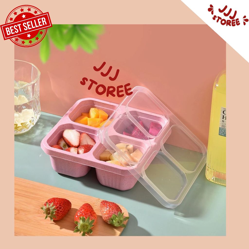 Kotak Makan 4 Sekat / Kotak Makan Lunchbox Plastik