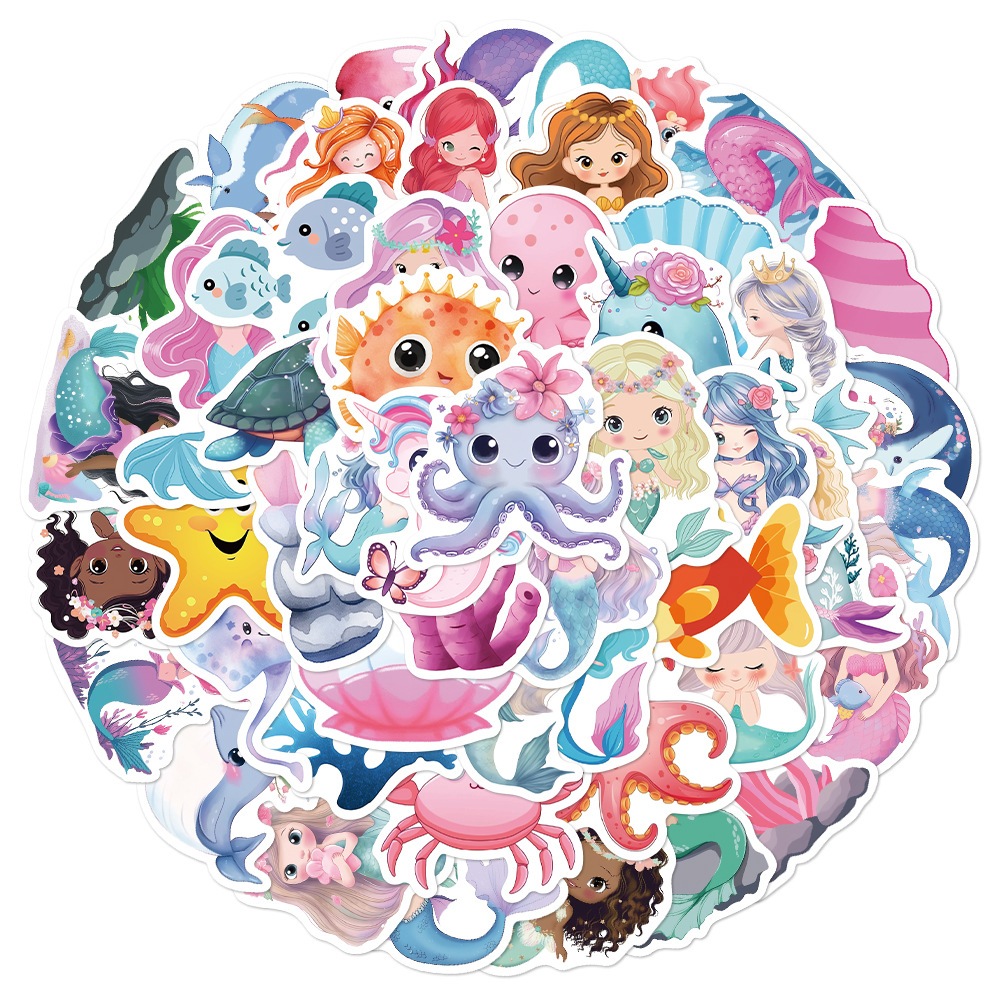 

STIKER VINIL ISI 50 PCS LITTLE MERMAID GIRL CUTE ANTI AIR AESTHETIC LOVERSTUFF