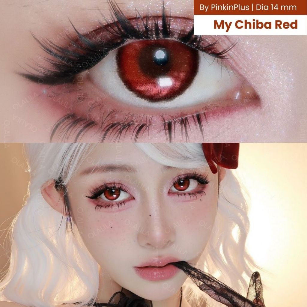 Softlens My Chiba Red Cupid 14.mm Natural Lens by Pinkin - soplen anime normal minus tinggi