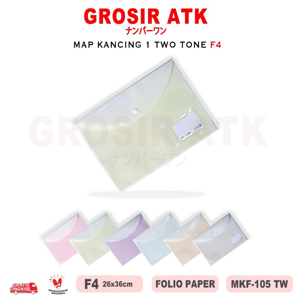 

Grosir ATK - (3 PCS) MAP KANCING PLASTIK TWO TONE PASTEL F4 FOLIO DOKUMEN FILE /MKF-105TW/ GROSIR 3