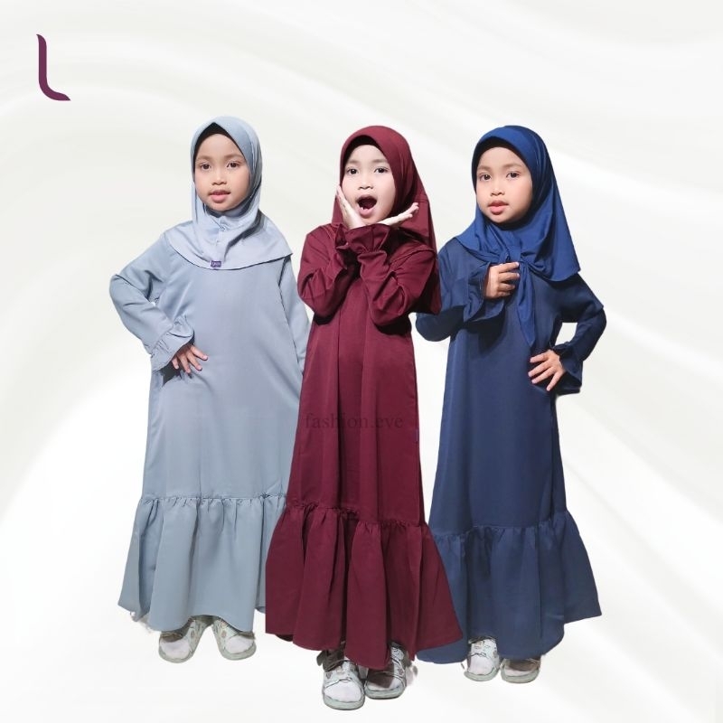 Elzatta Dress Gamis Anak Perempuan Set Hijab Bahan Most Crepe Premium #BI