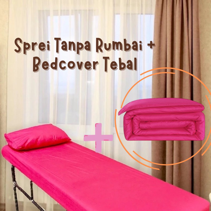 Sprei Tanpa Rumbai dan Selimut Dakron Bedcover Sprei Bed Salon Tanpa Rumbai Sprei Eyelash Sprei Bed 