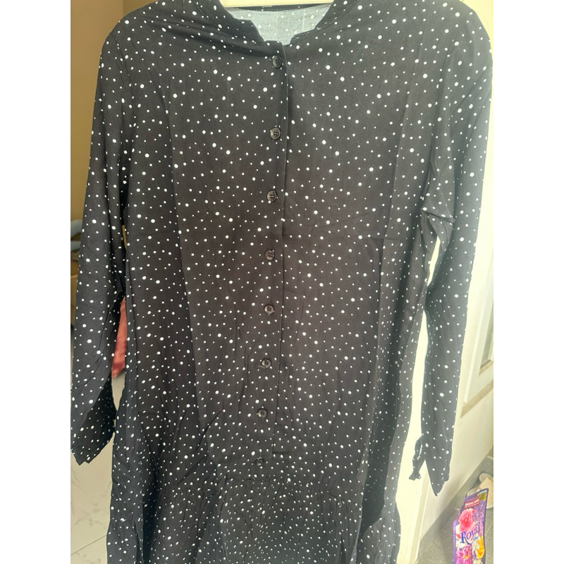 New Tunik Hitam Polkadot
