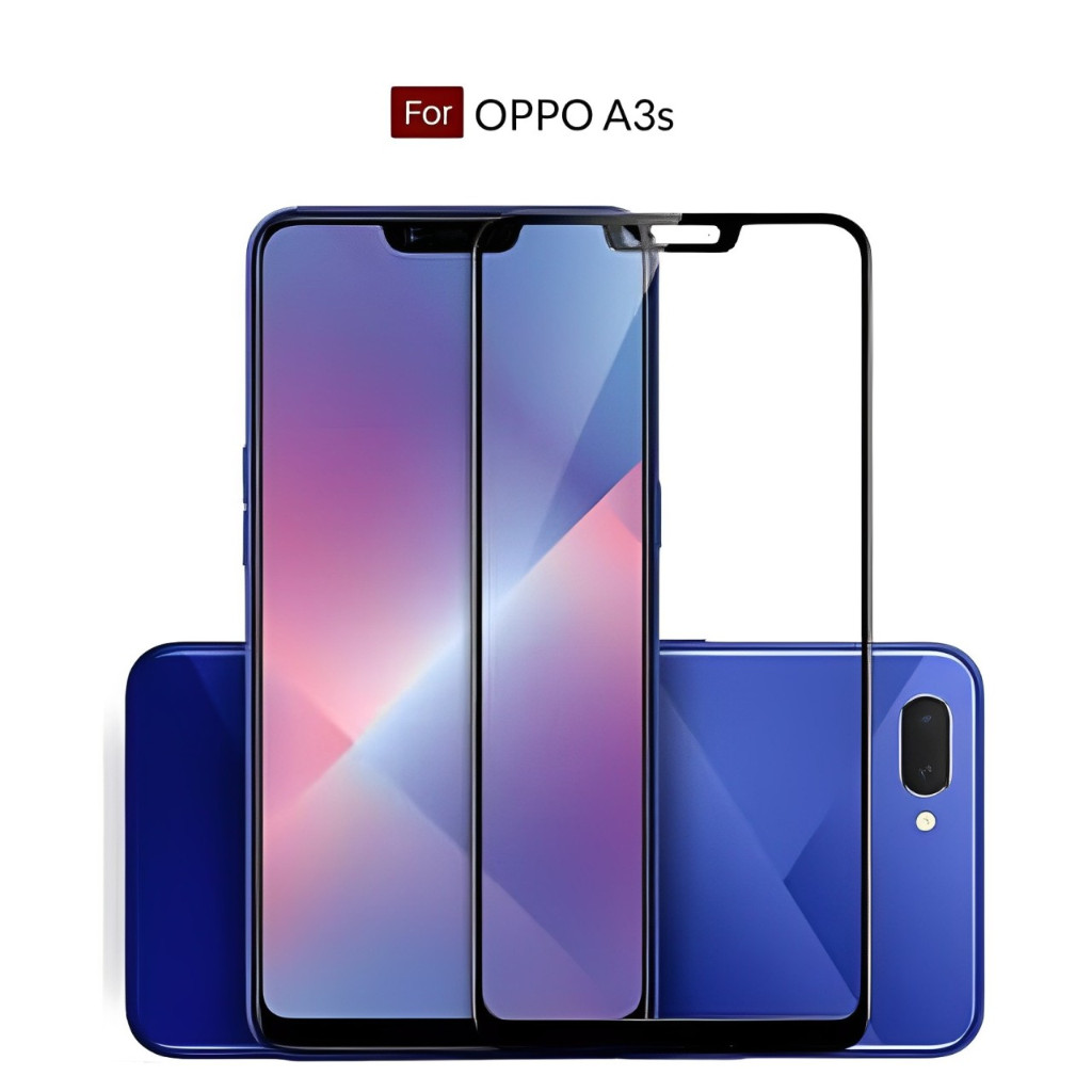 TEMPERED GLASS FULL OPPO A3S / REALME C1 - ANTI GORES KACA FULL SCREEN GUARD FULL COLOR FULL SCREEN 