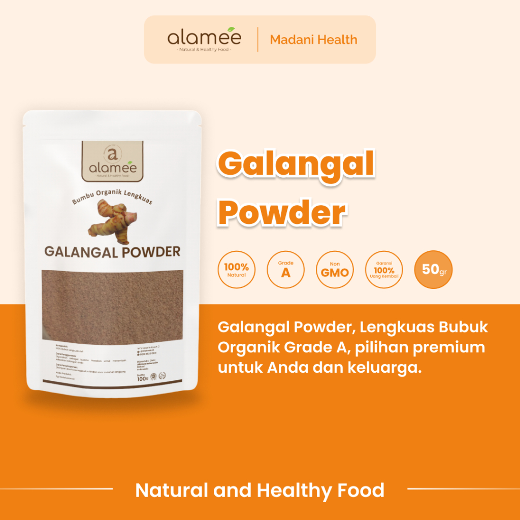 

ALAMEE Lengkuas Bubuk Asli Galangal Seasoning Powder Tanpa Campuran Bumbu Masak Dapur Organik 50g