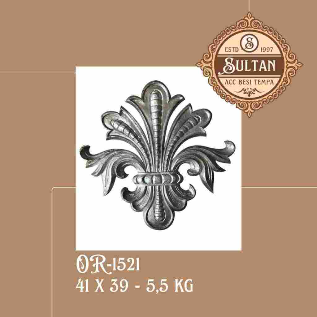 Sultan Besi Tempa / OR-1521 / Ornamen Daun Besi Tempa / Ornamen Pagar Besi Klasik / Aksesoris Besi T