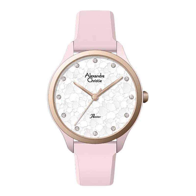 Alexander Christie AC 2A03 jam tangan wanita rubber pink white Original Garansi