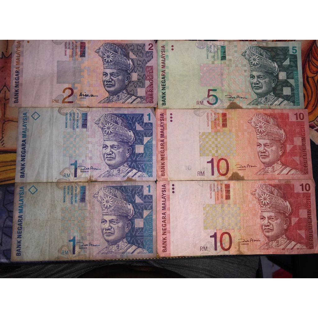 Koleksi Ringgit Malaysia Pecahan 1 , 2 , 5 , 10 original total 29 ringgit