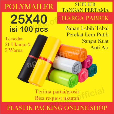 

PLASTIK POLYMAILER POLYMER POLIMER PACKINGAN ONLINE SHOPE AMPLOP PLASTIK UK 25X40CM