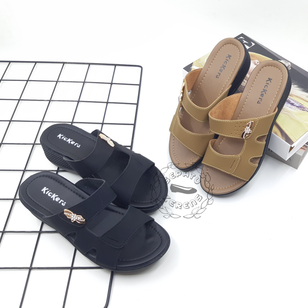 Sandal Kickers Wedges Wanita Selop Kekinian Kode BQ-10