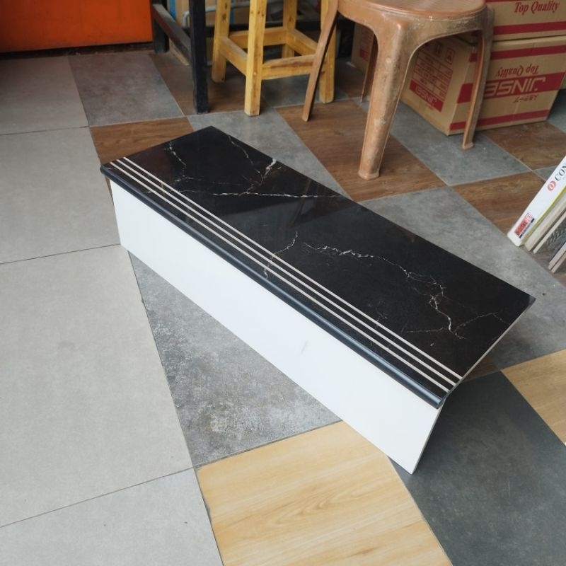Granit tangga 30x80 20x80 stepnosing tangga hitam motif marmer double bevel custom