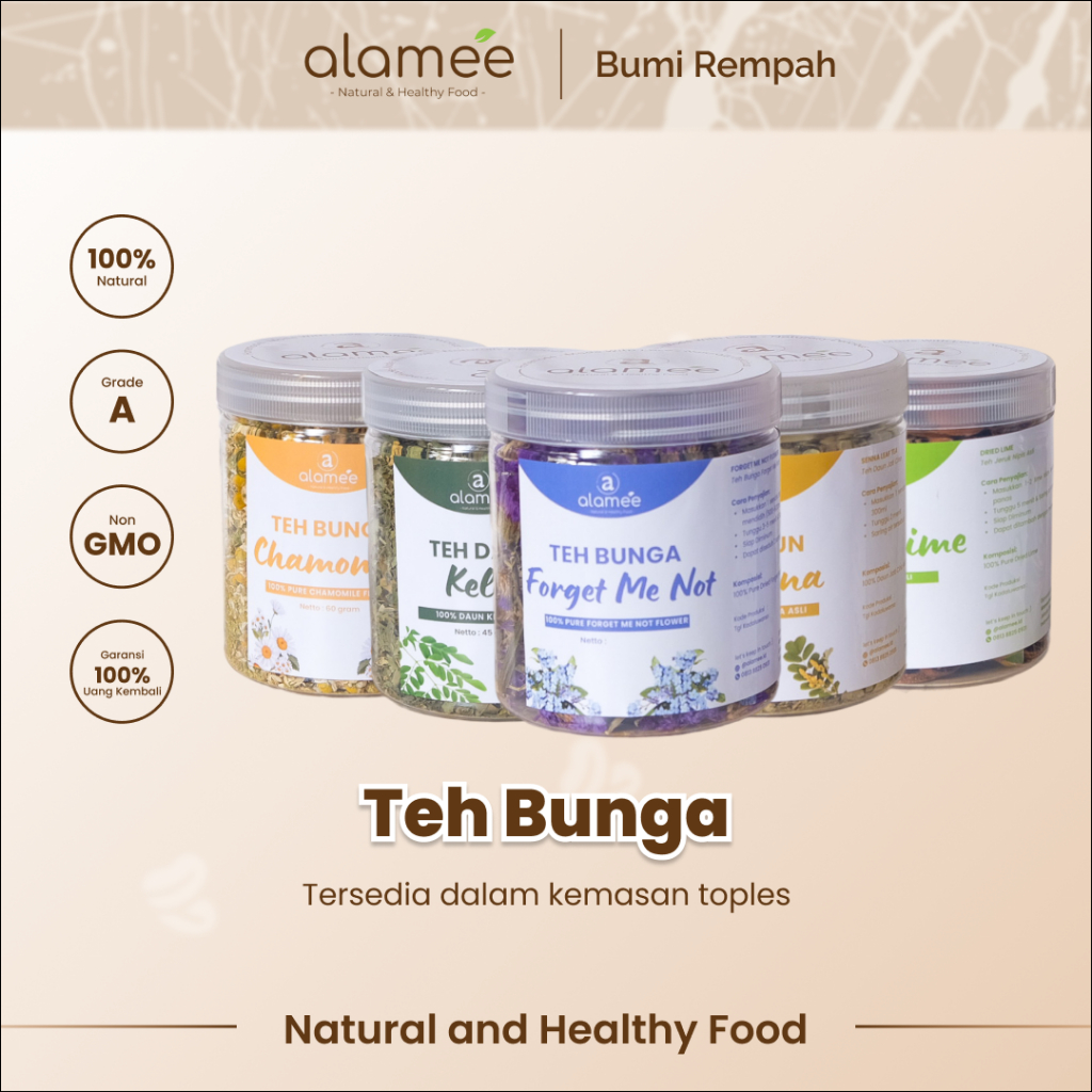 

ALAMEE Teh Hijau Green Tea Bunga Chamomile Telang Flower Mawar Melati Lavender Peppermint Earl Grey