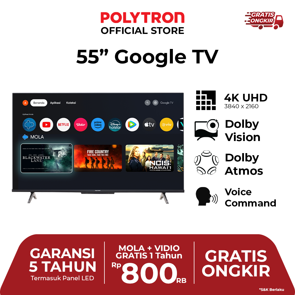 POLYTRON 4K UHD Smart Google TV 55 Inch PLD 55UG5959