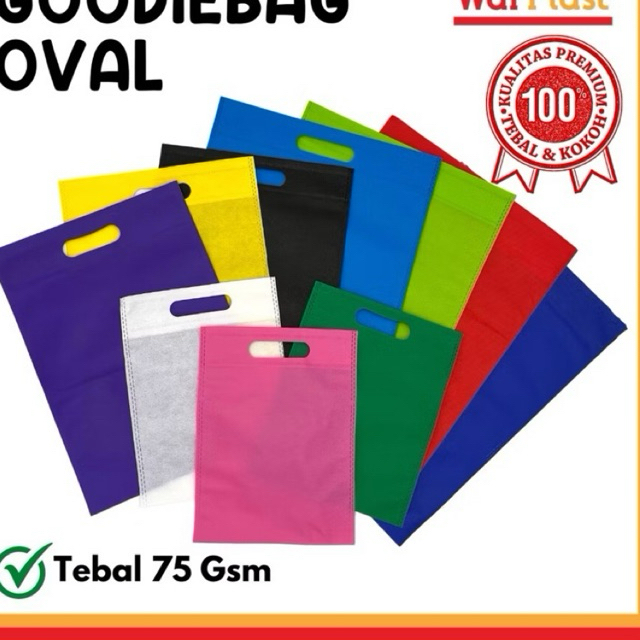 

goodie bag Tas spunbond oval 25x35 tas press,dcut ,plong - Goodie bag tas berkualitas