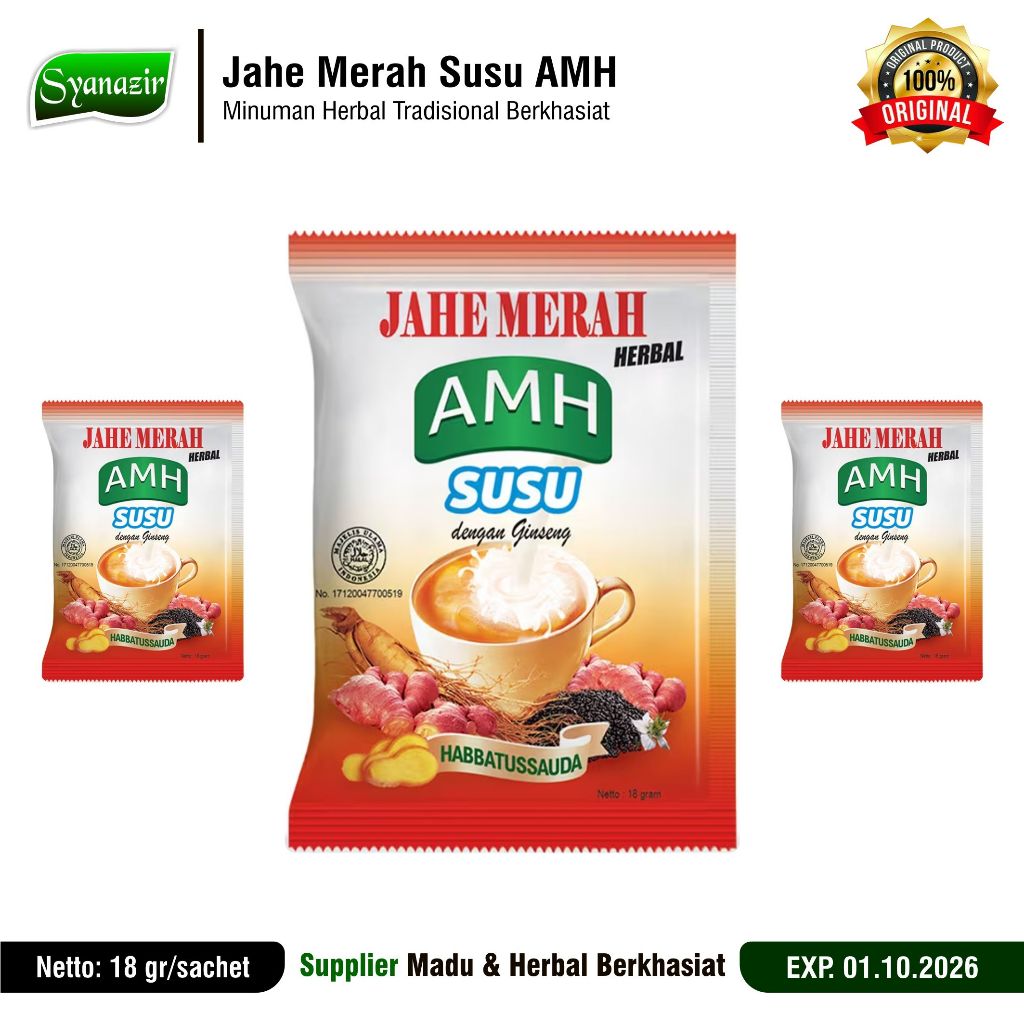 

JAHE MERAH SUSU AMH - Minuman Herbal Tradisional Berkhasiat 10 sachet