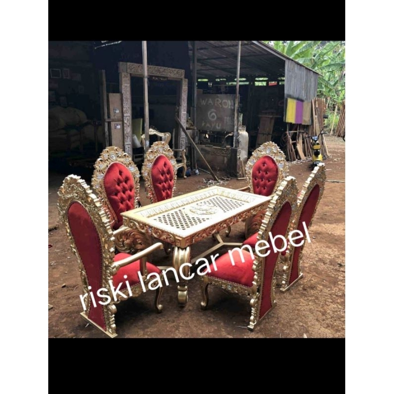 set meja makan ukir mewah kursi meja makan jati ukir mewah wayang krawang mebel jepara