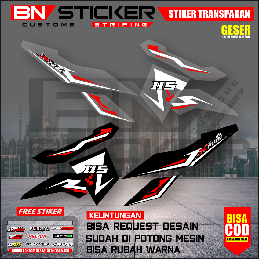STRIPING YAMAHA X-RIDE 115 MINIMALIS TRANSPARAN VARIASI CUSTOM X-RIDE 115 VARIASI MOTIF SIMPLE RD-2