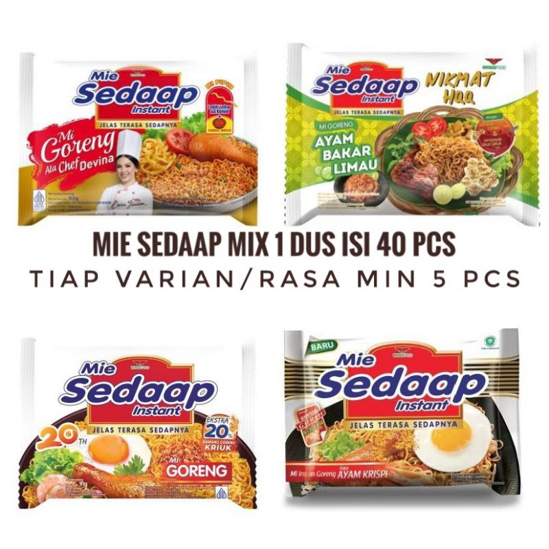 

Mie sedaap Mix 1 dus isi 40 pcs campur semua rasa