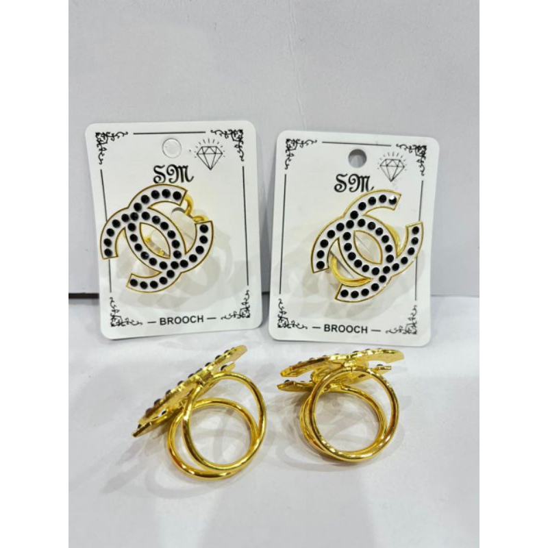 Bross Jilbab Motif CC dn LV| Bross Model Cincin Untuk Hijab Per 3 Pcs