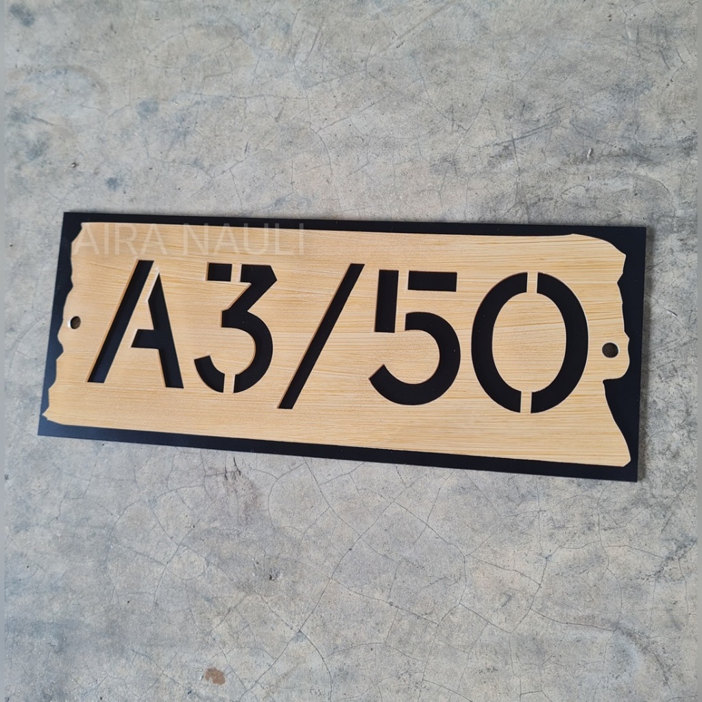 Nomor Rumah Acrylic Motif Kayu Akrilik Transparant Alamat