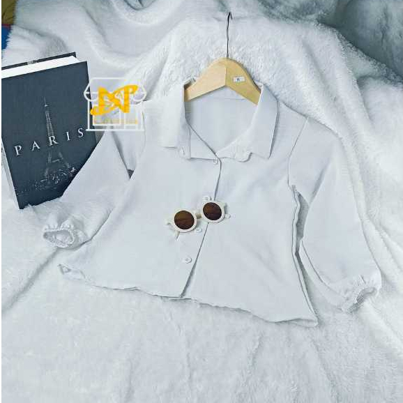 Amena Atasan Kemeja Putih Anak Perempuan Usia 1 tahun - 12 Tahun Polos Bahan Crinkle Airflow Premium