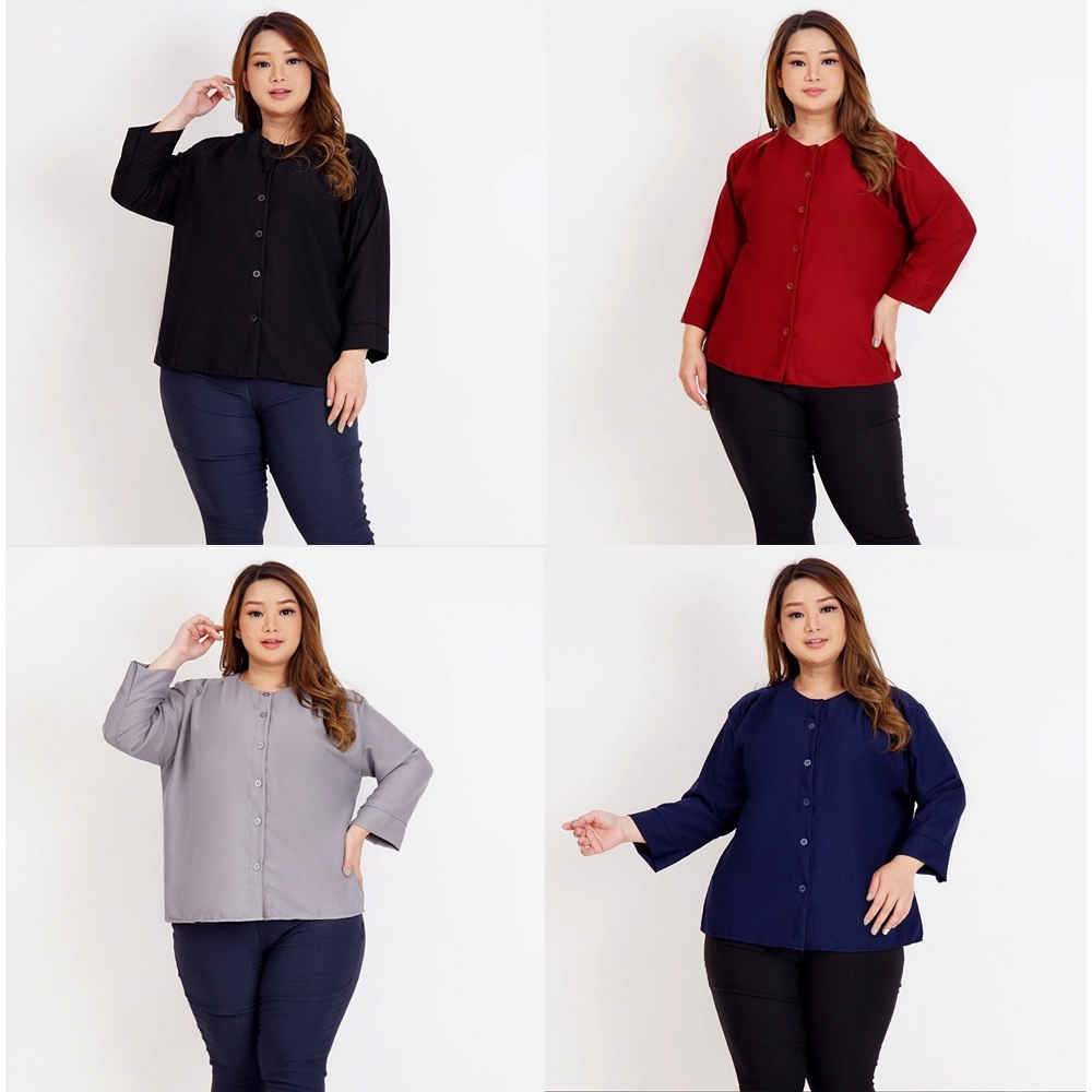 BLOUSE ATASAN KEMEJA WANITA JUMBO BIG SIZE OVERSIZE PREMIUM 02 XXL XXXL BAJU HAMIL KERJA KANTOR KASU