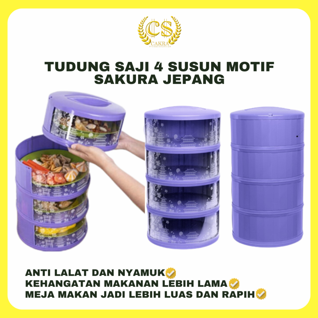 CS TUDUNG SAJI 4 SUSUN MOTIF SAKURA JEPANG