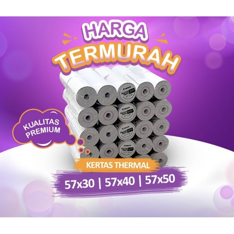 

Kertas Struk Thermal Paper Roll 57x30 57x40 57x50 80x80 Kasir EDC Termal Mini Printer Portable Bluetooth